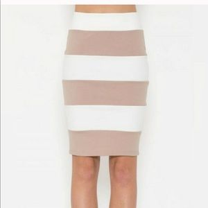 Beige and white striped bandage skirt